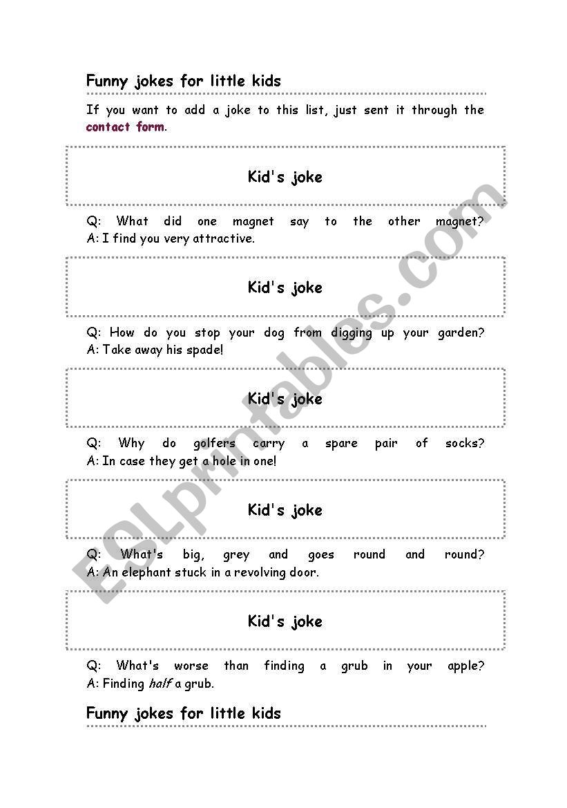 jokes  worksheet