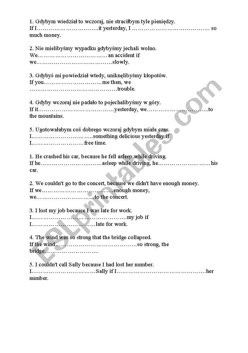 The third conitional worksheet