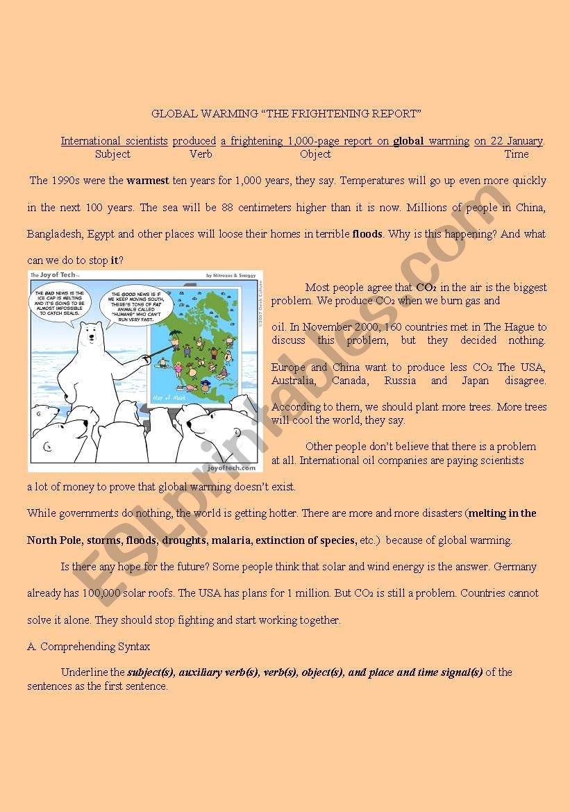 Global Warming worksheet