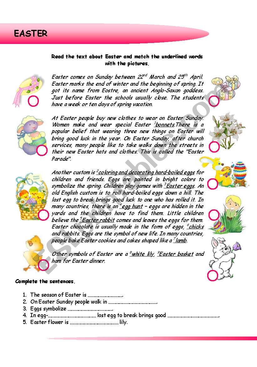 Easter worksheet