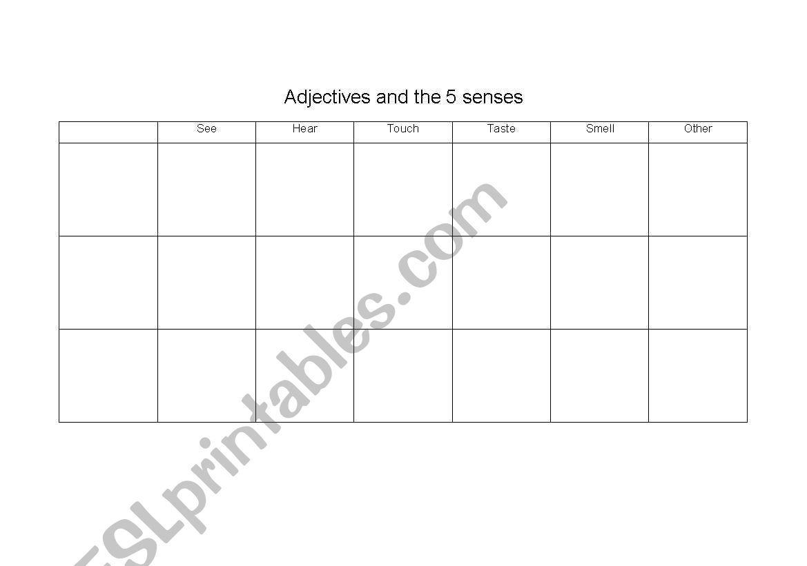 the 5 senses and adjectives worksheet