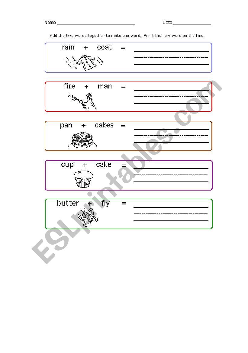 compound words  worksheet