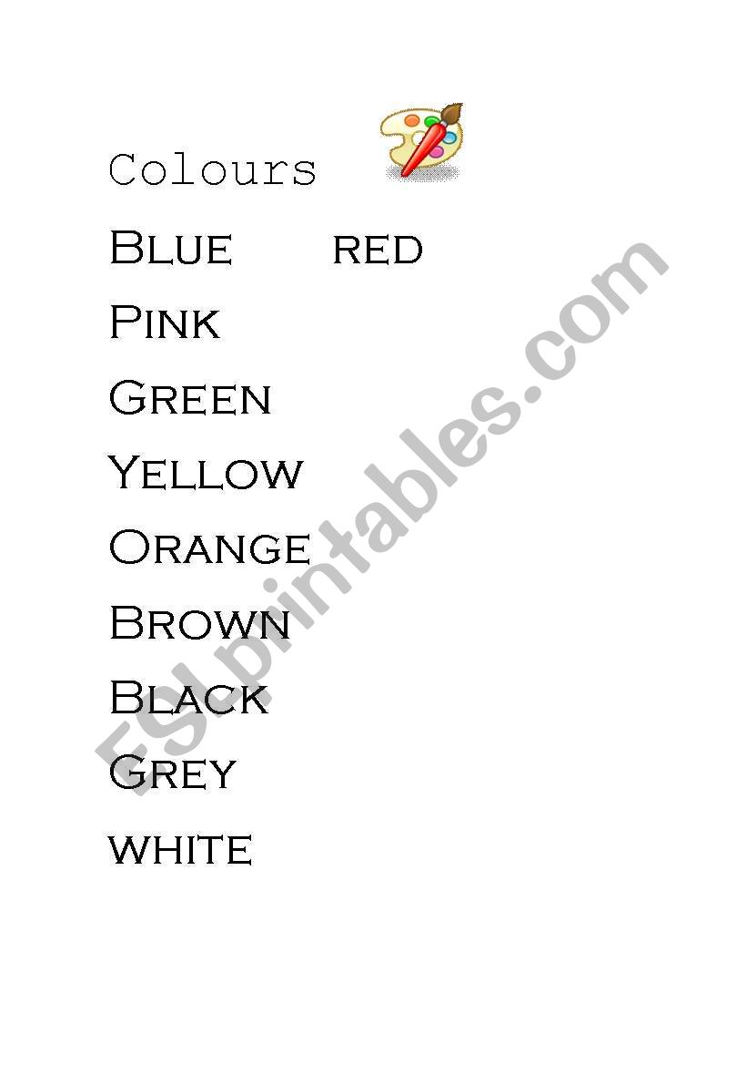 colours worksheet