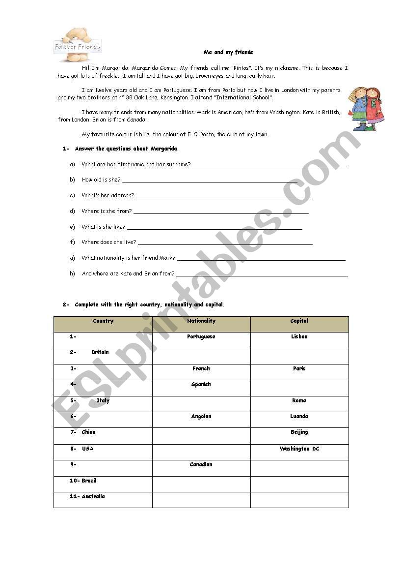 Nationalities worksheet