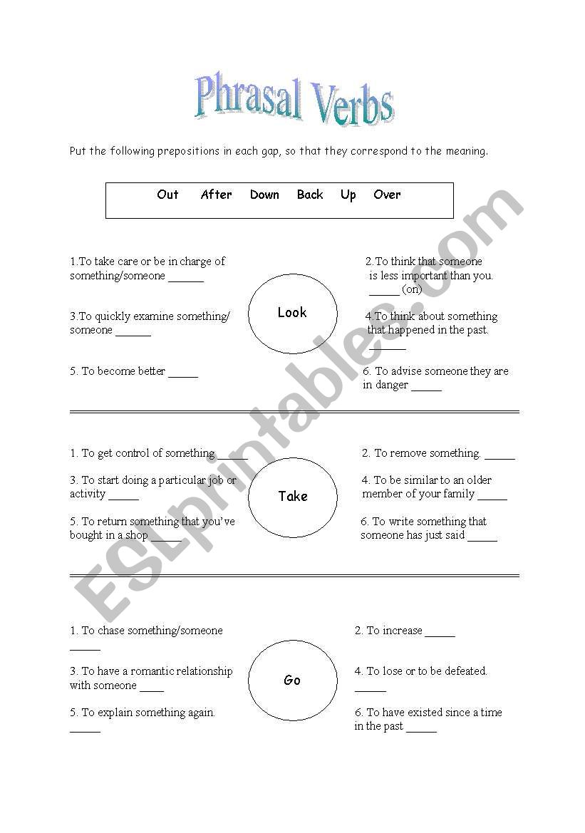 Phrasal Verbs and Idioms worksheet