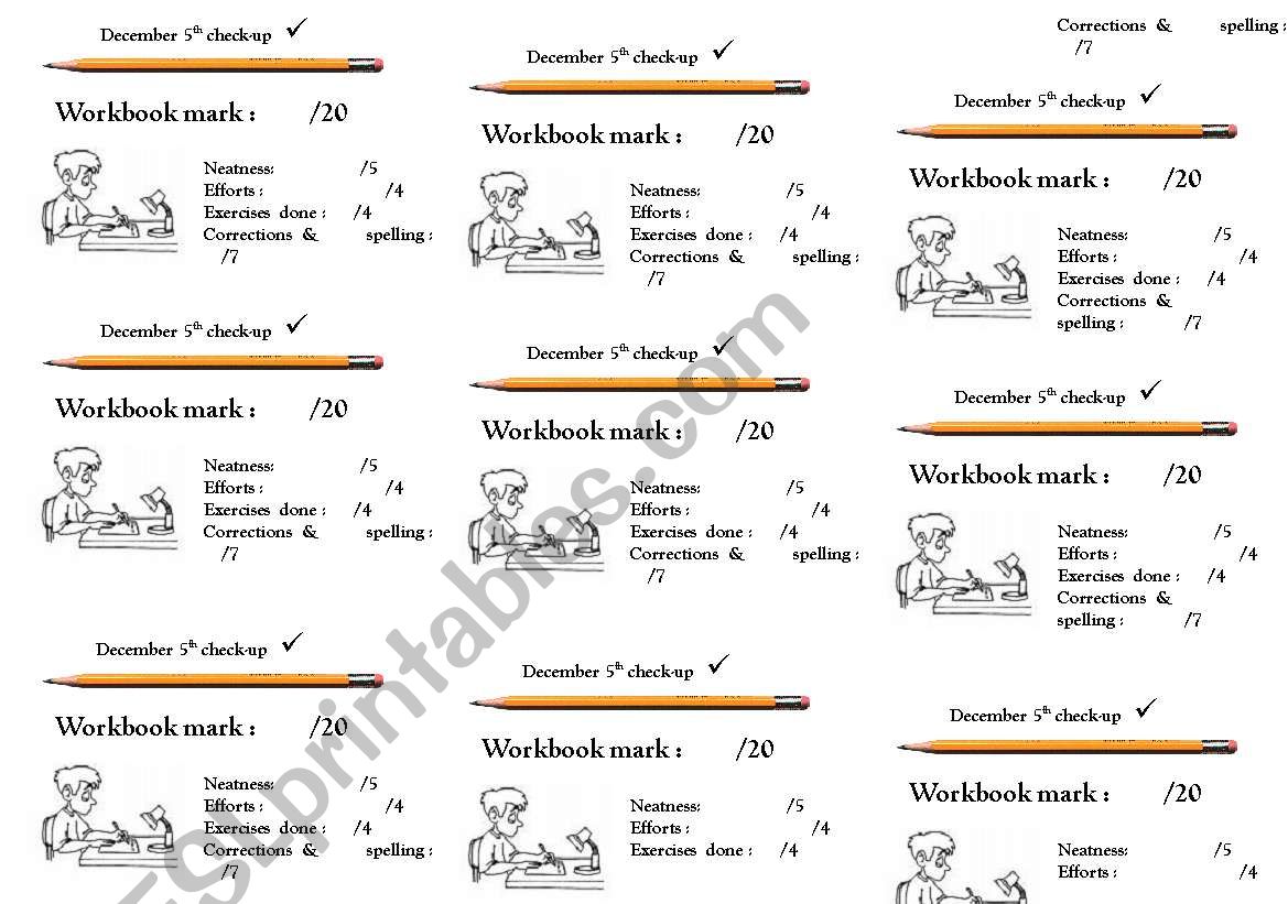 Helpers for marking Students workbooks!!! (3)