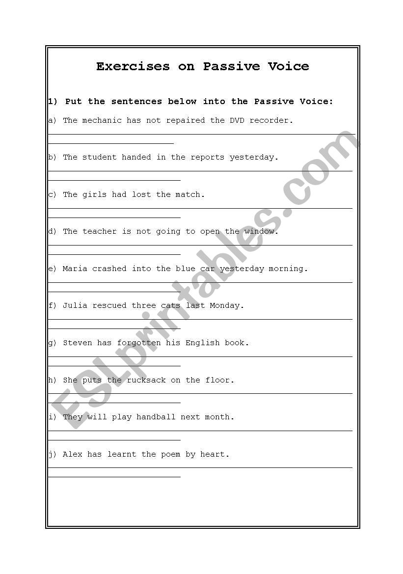 Passive Voice worksheet