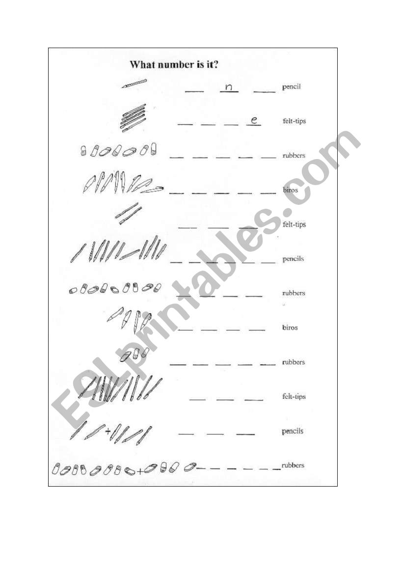 What number is it?  worksheet