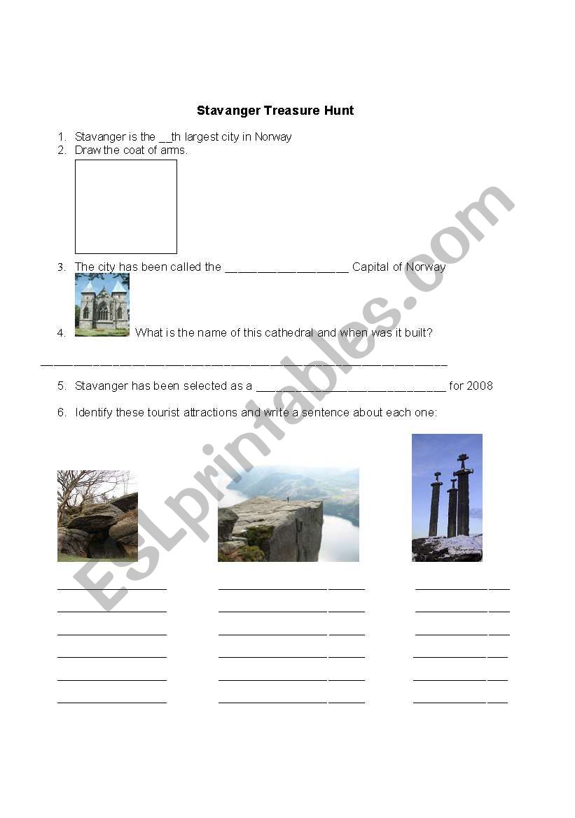 Stavanger Scavenger Hunt worksheet