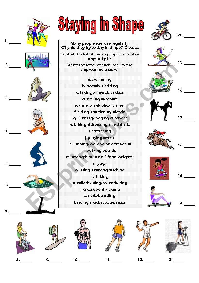 Vocabulary: Staying in Shape worksheet