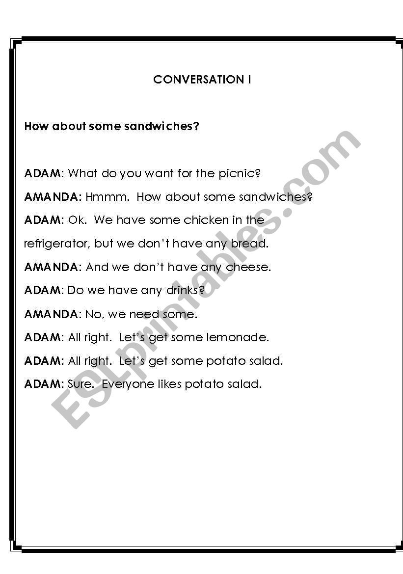 food worksheet
