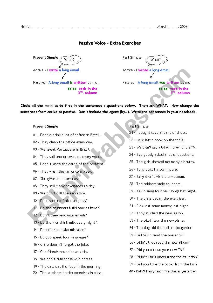 Passive Voice - Present and Past Tenses