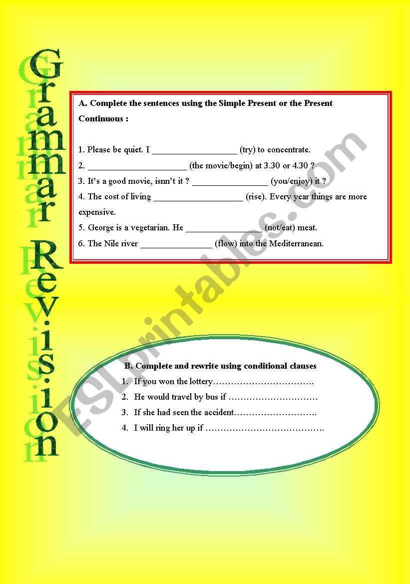 grammar revision worksheet