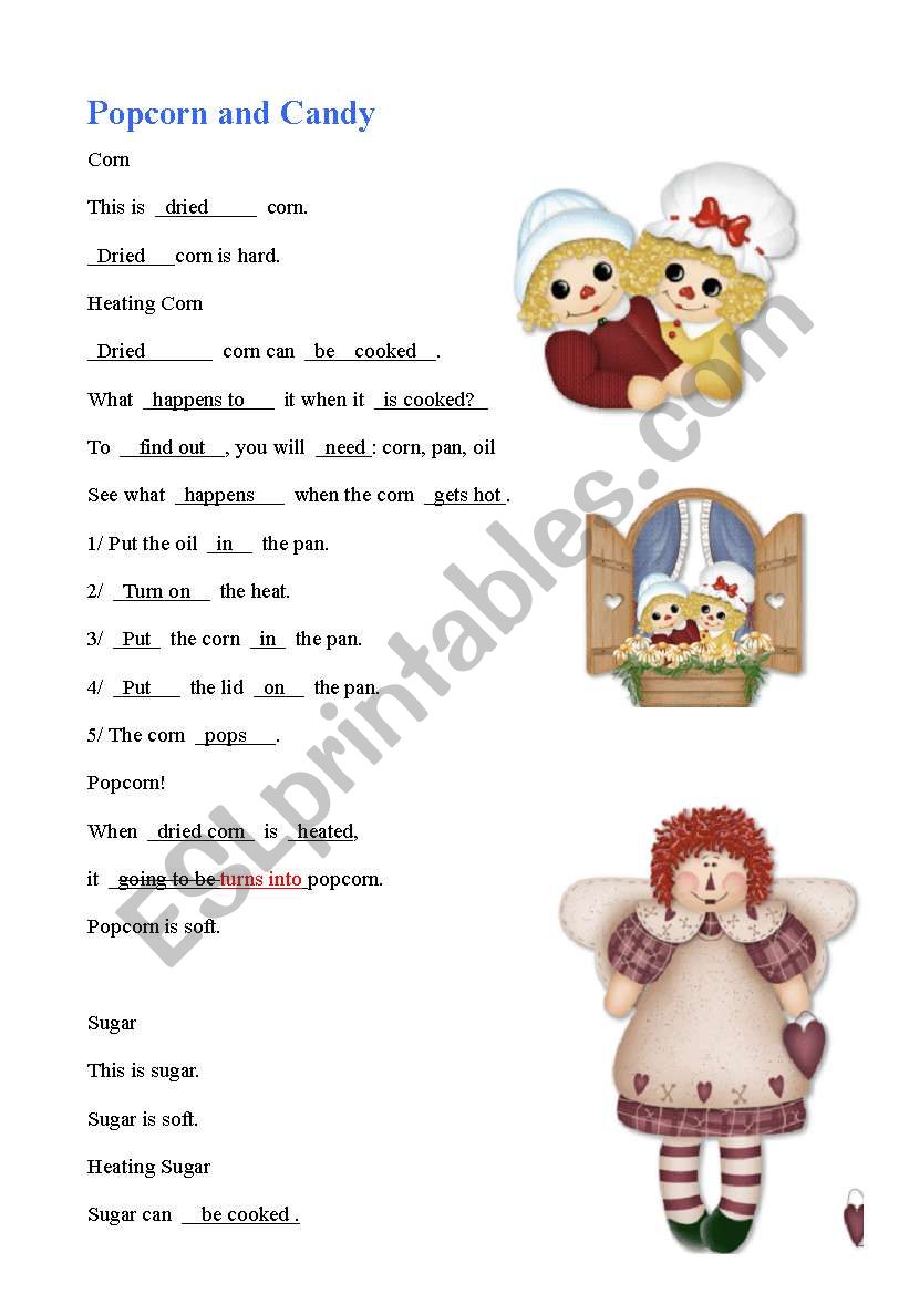 Popcorn and candy worksheet