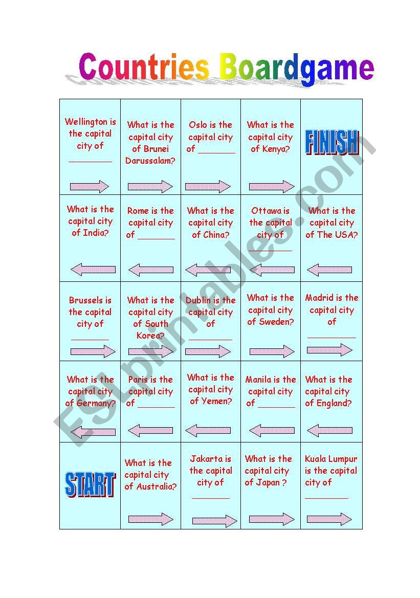 Countries Boardgame worksheet