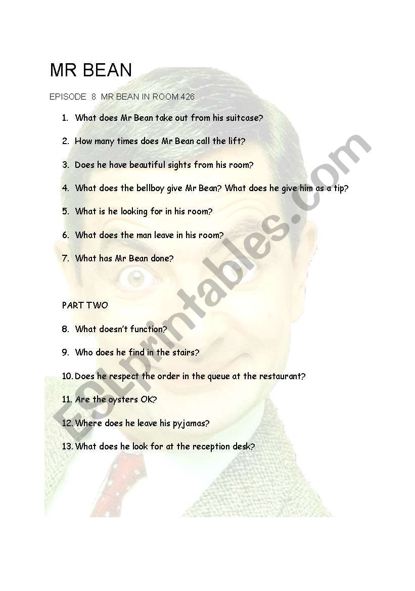 mr bean episode 8 worksheet