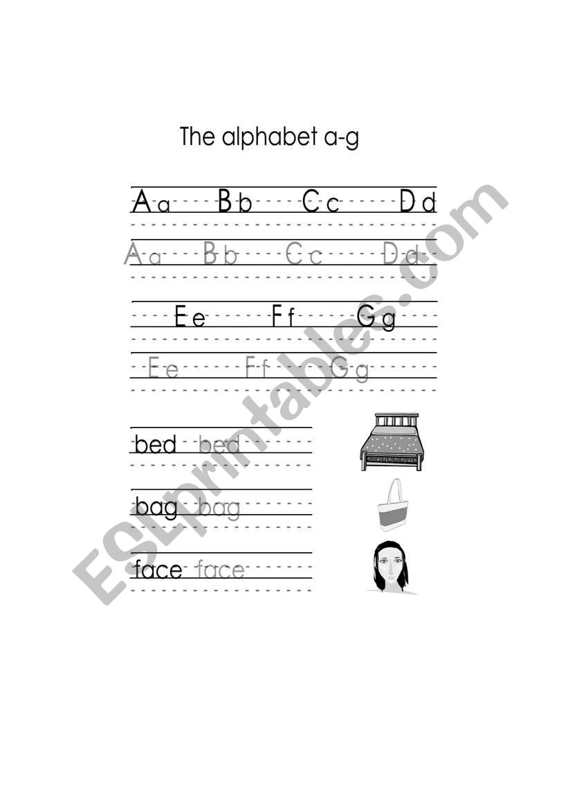 Alphabet a-g worksheet