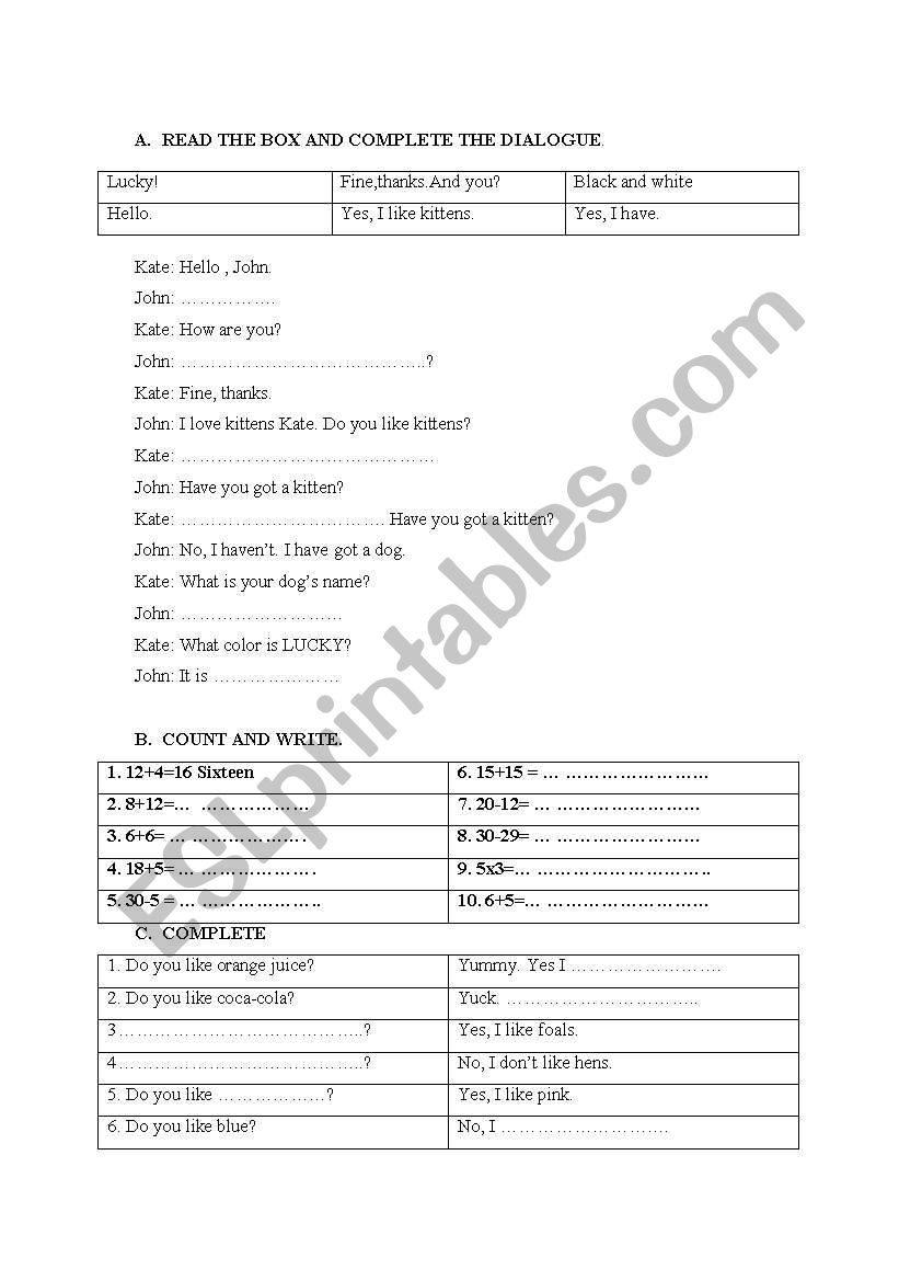 2nd grade quiz worksheet