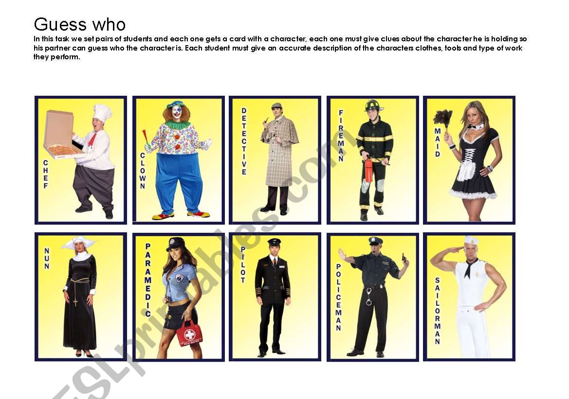 Guess who worksheet