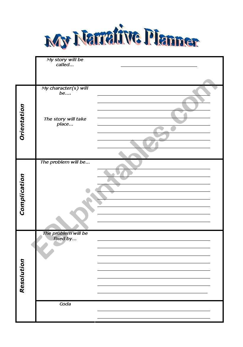 My Narrative Planner worksheet