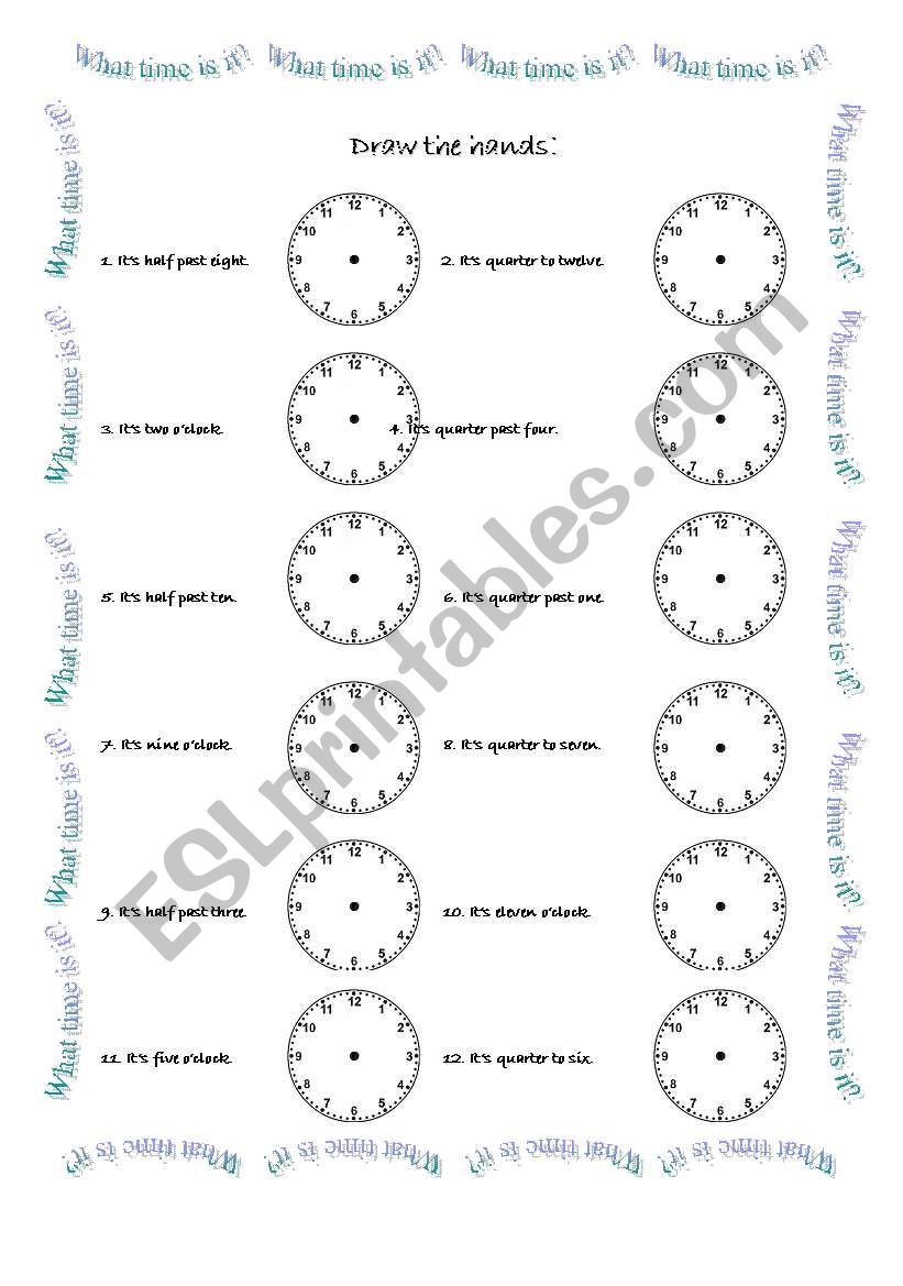 Draw the hands worksheet