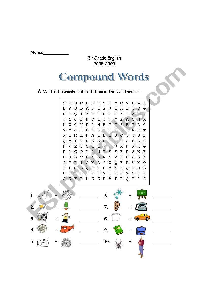 Compound Words Search worksheet