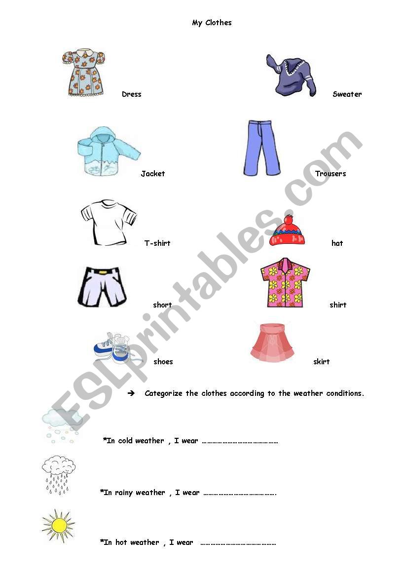 Clothes worksheet