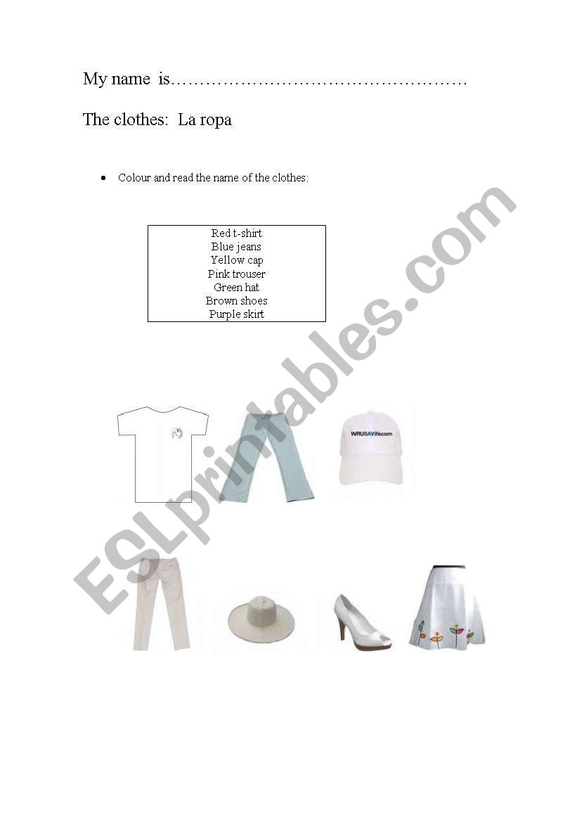 THe clothes worksheet