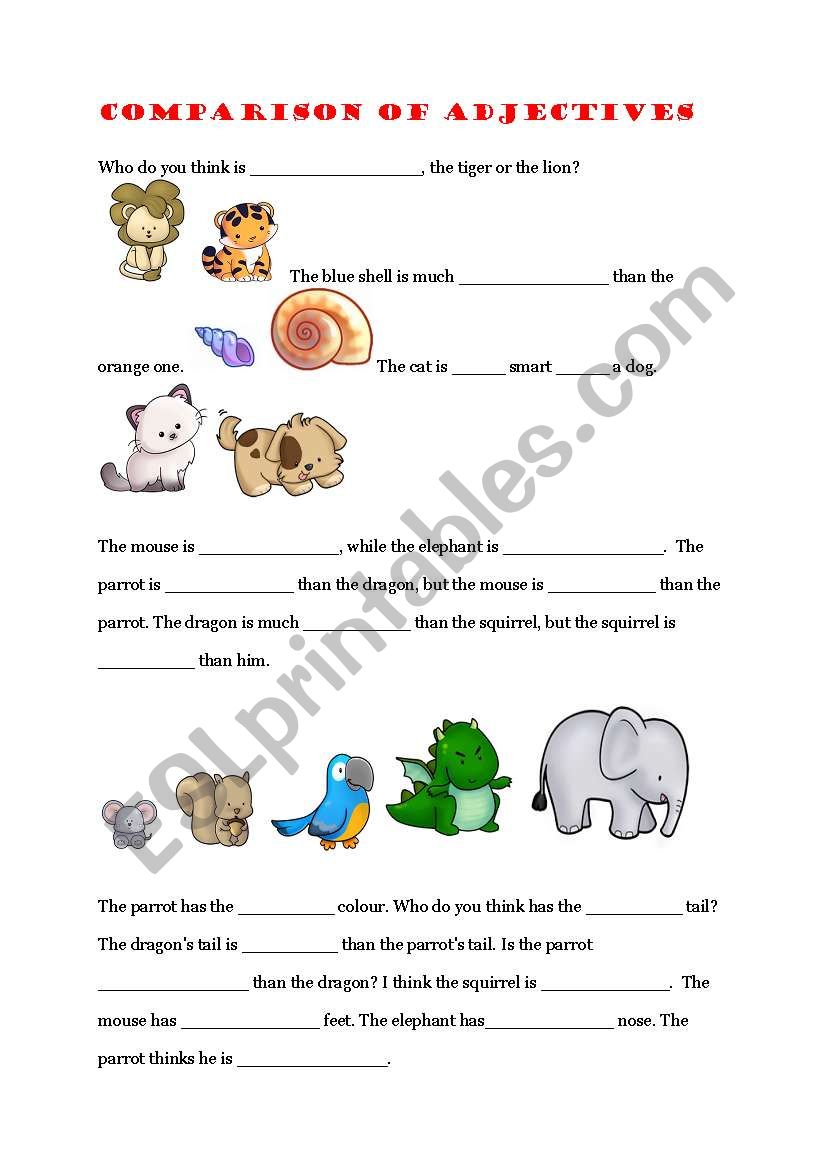 Comparison of adjectives exercise