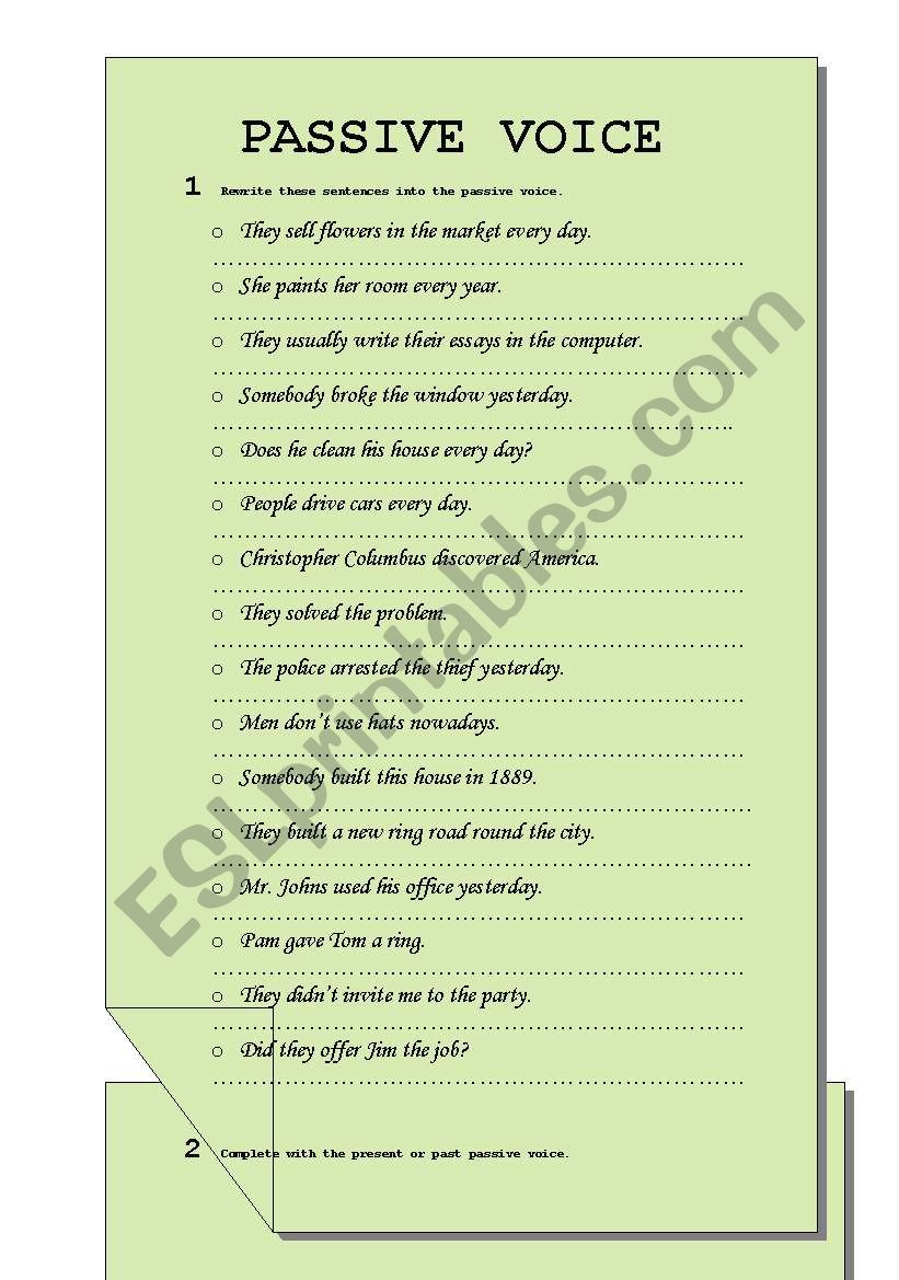 Passive voice for begginers worksheet