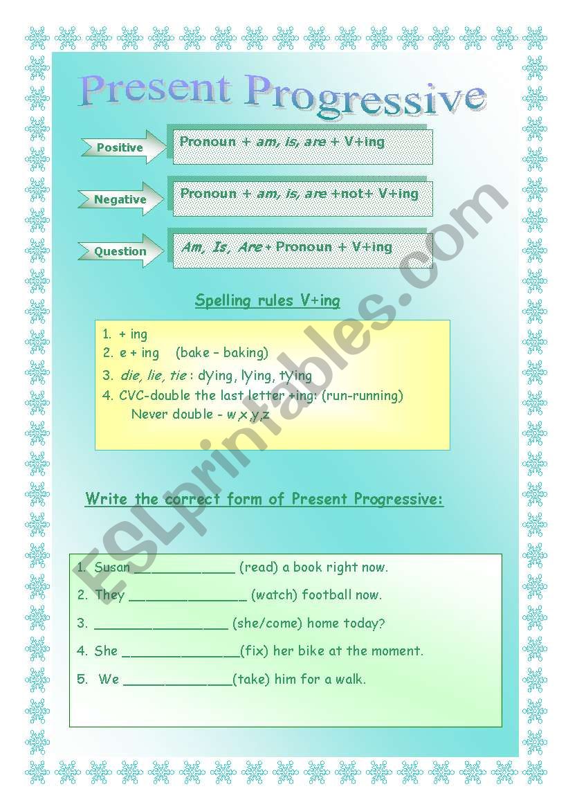 Present Progressive-rules and practice