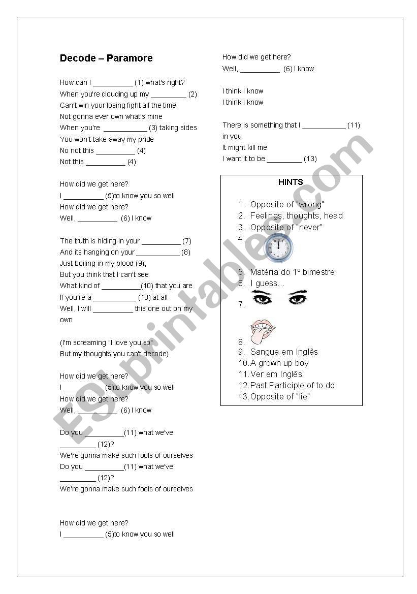 Sing a song - Decode - Paramore