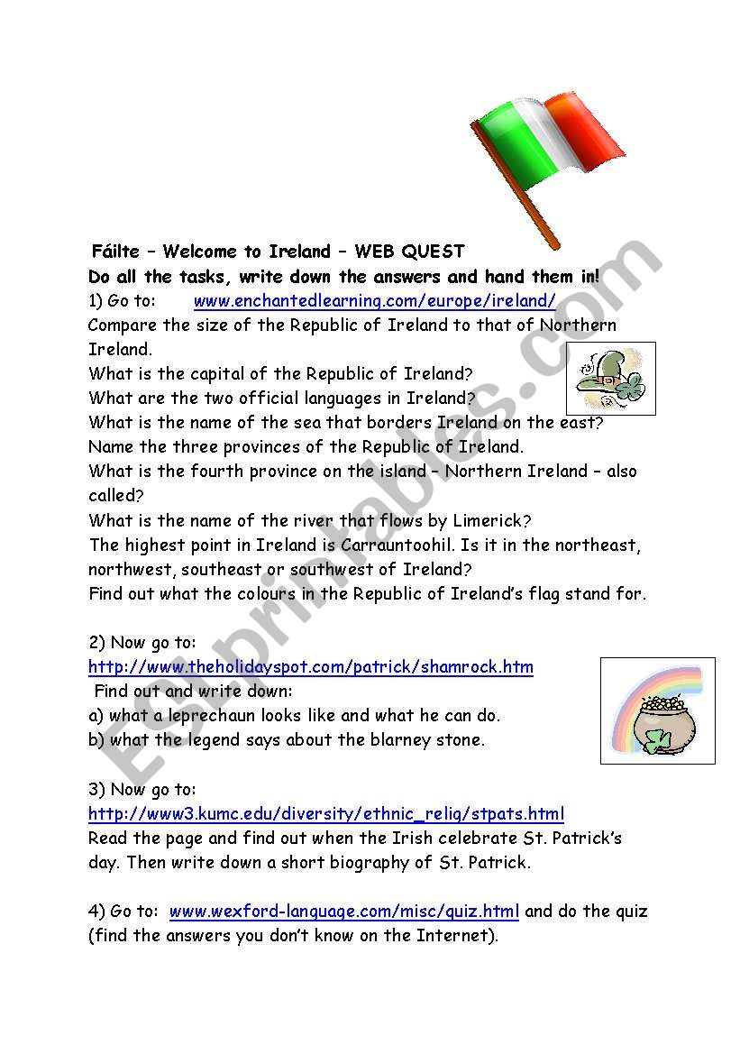 Ireland Webquest worksheet