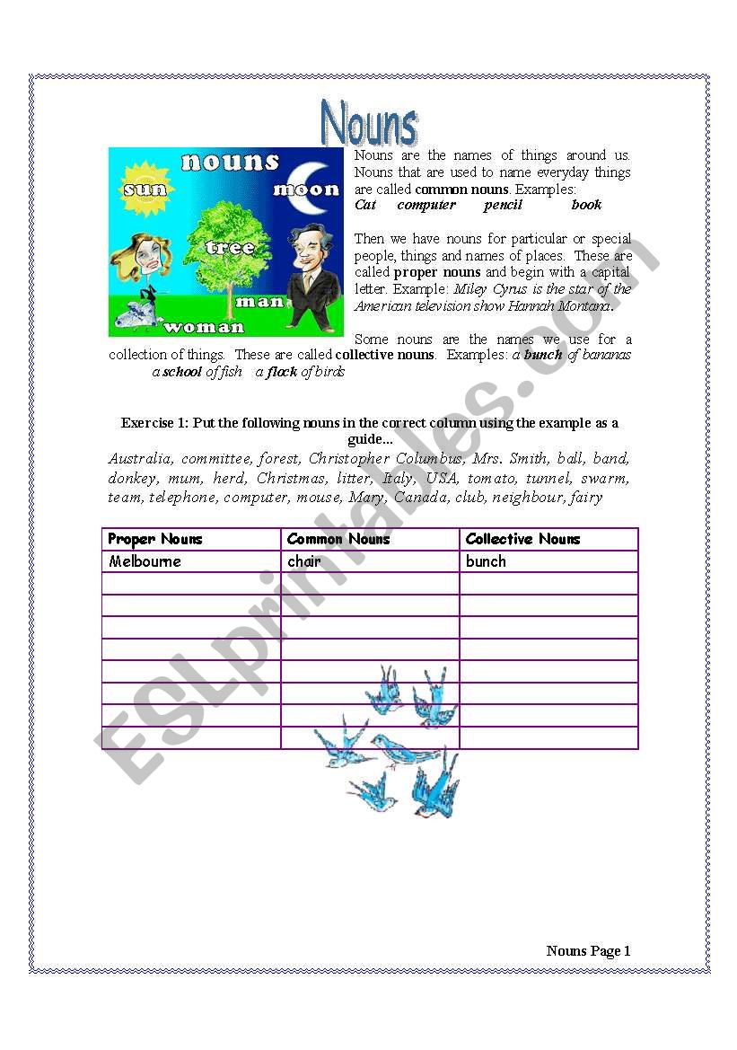 Nouns worksheet