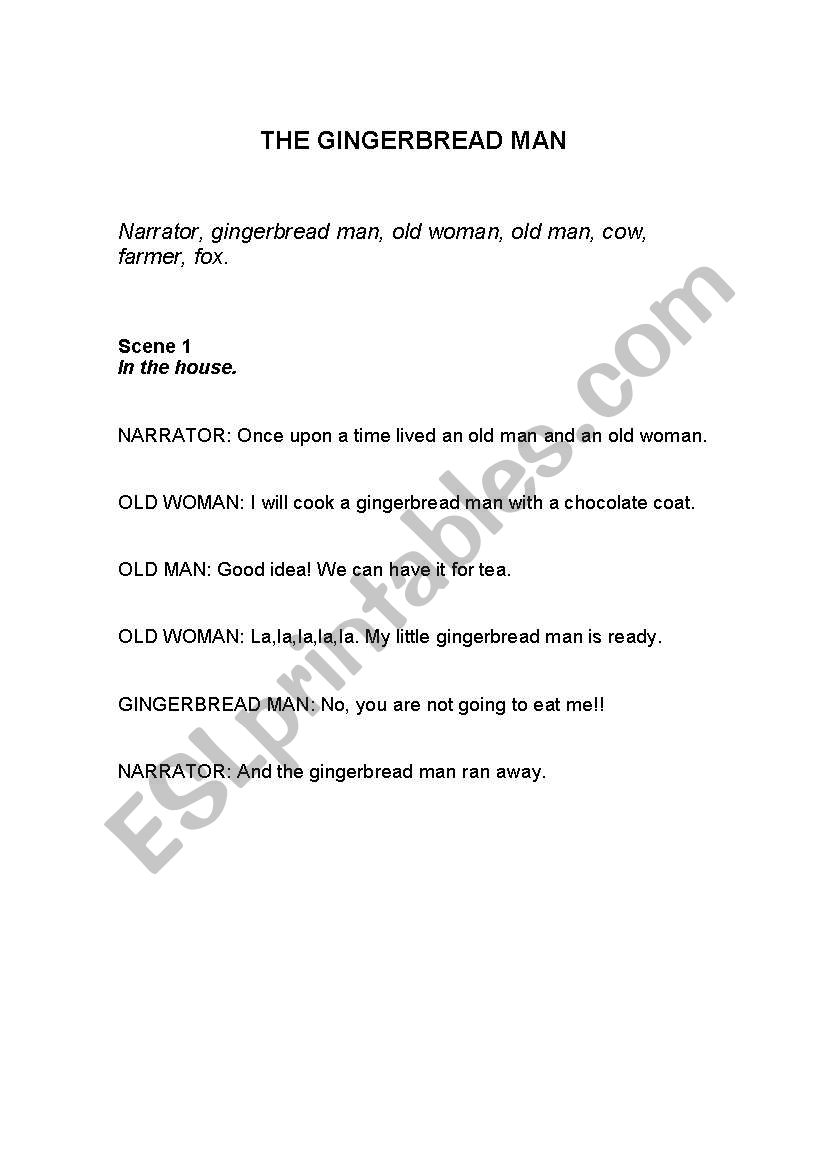 Playscript Gingerbread Man worksheet