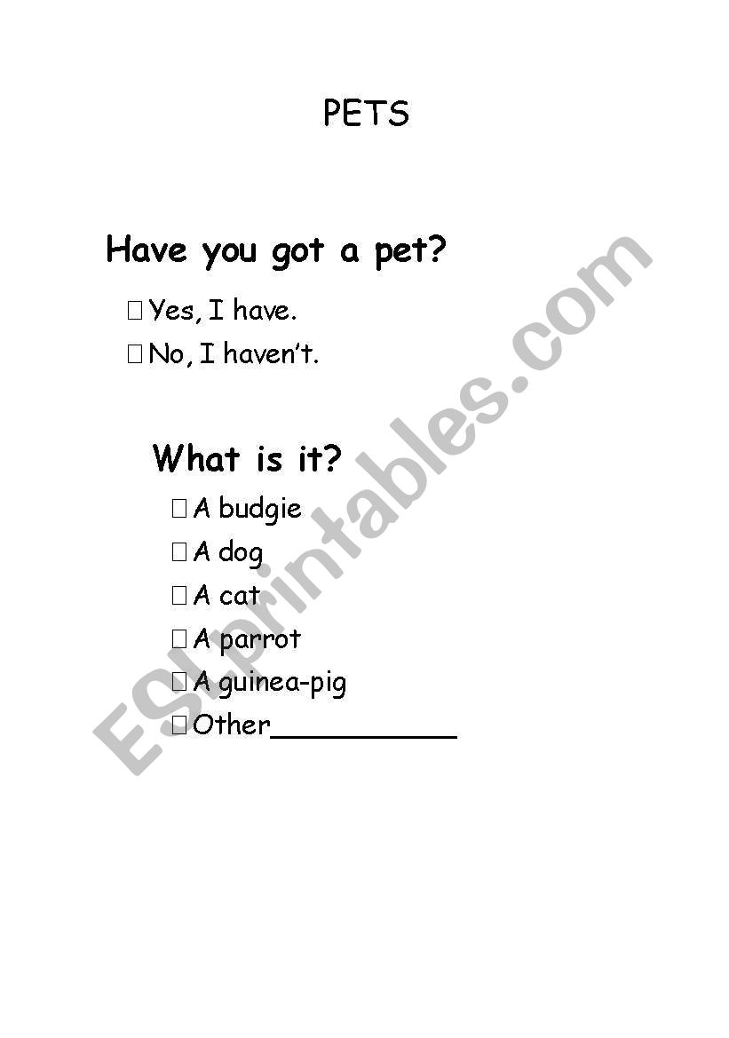 Have you got a Pet? worksheet