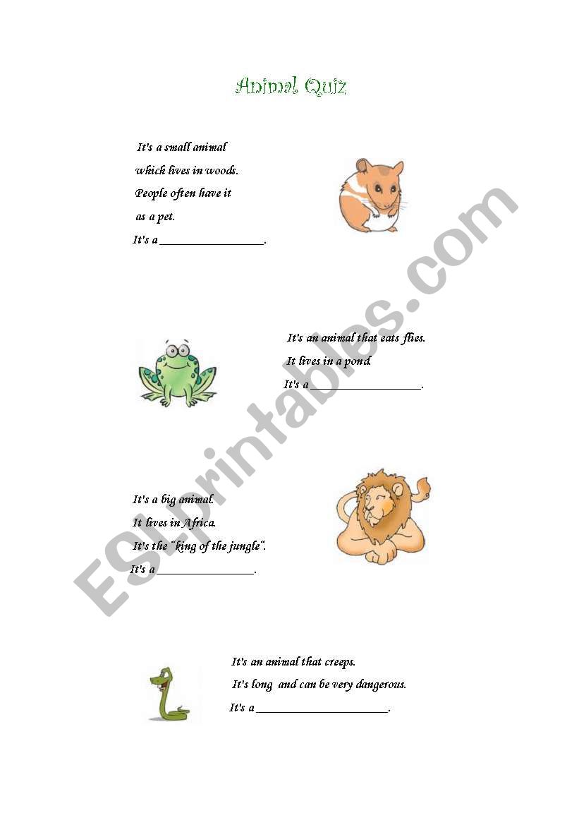 Animal Quiz worksheet