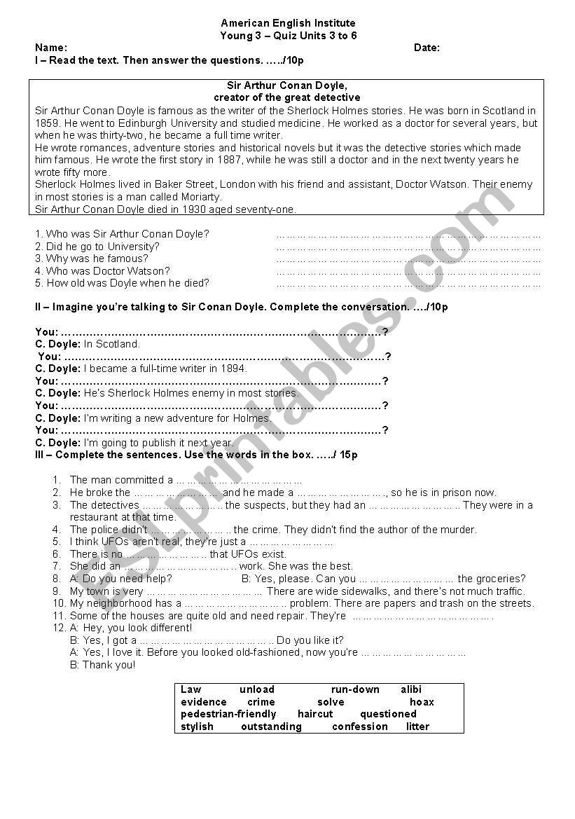 World Link 2 - Unit 3 to 6 worksheet