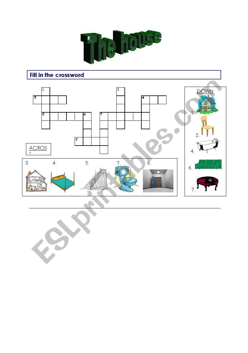 the house : crossword worksheet