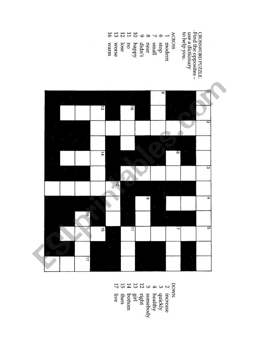opposites worksheet