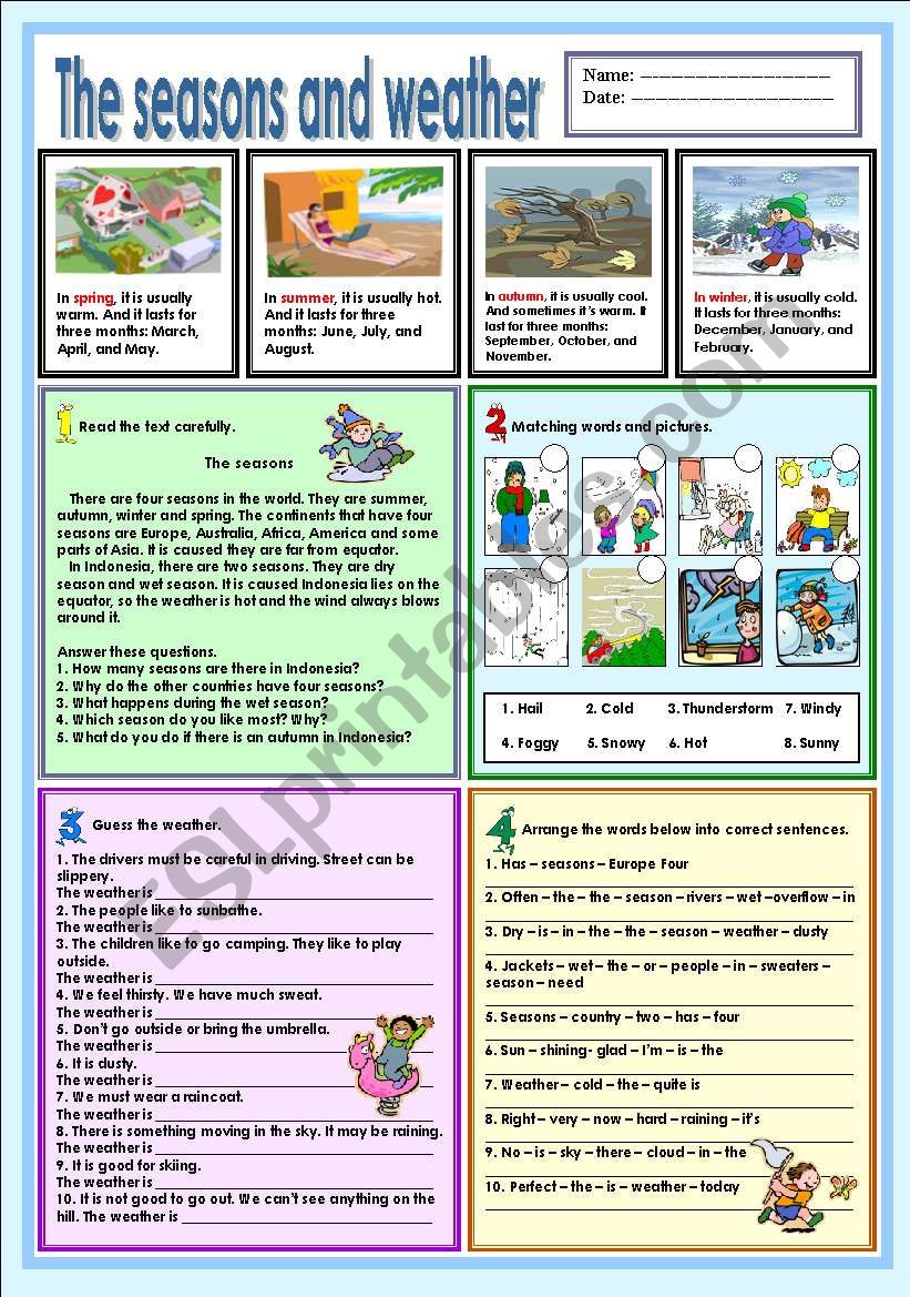 The weather and seasons (Explanations of 4 seasons and weather)