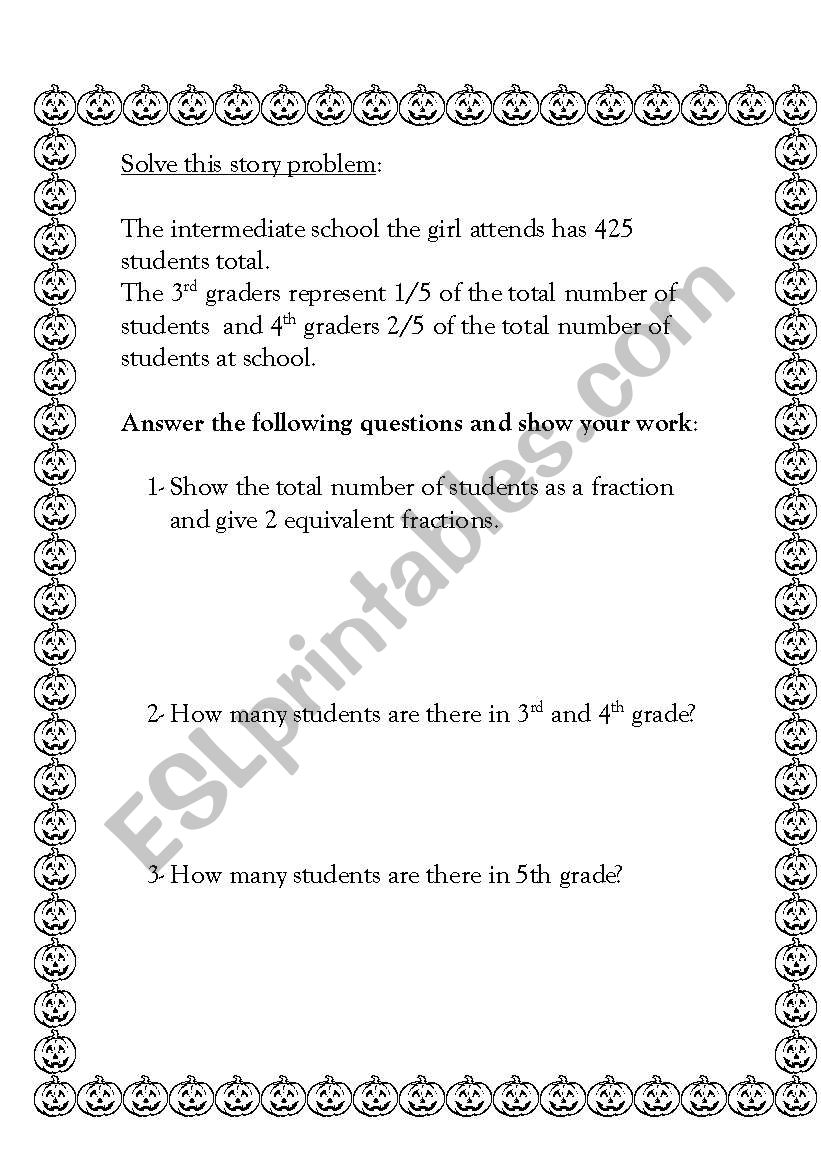 Math problems worksheet