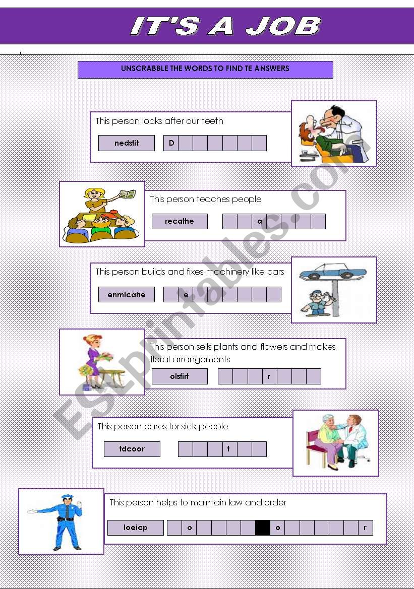 jobs worksheet