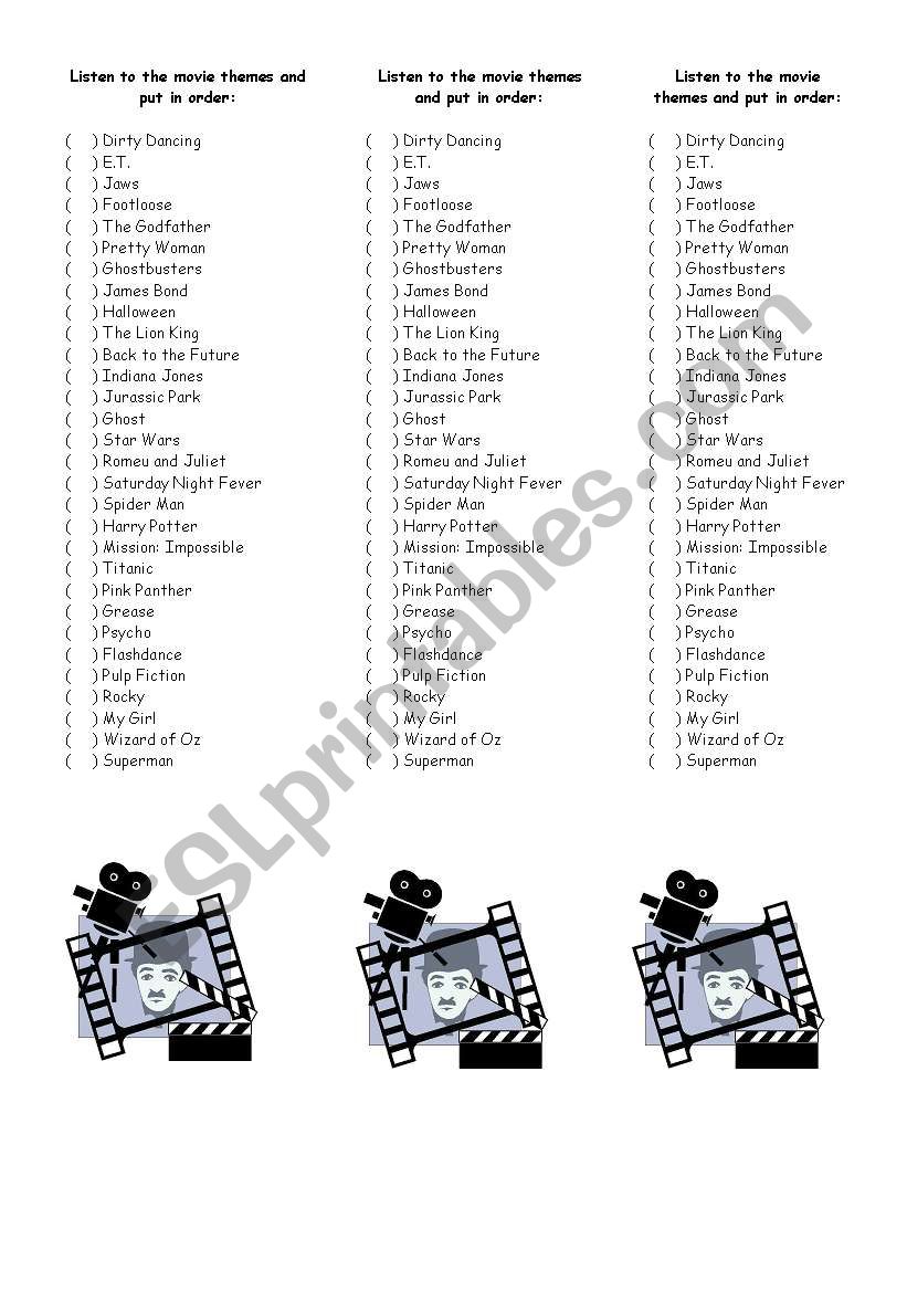 MOVIE THEMES worksheet