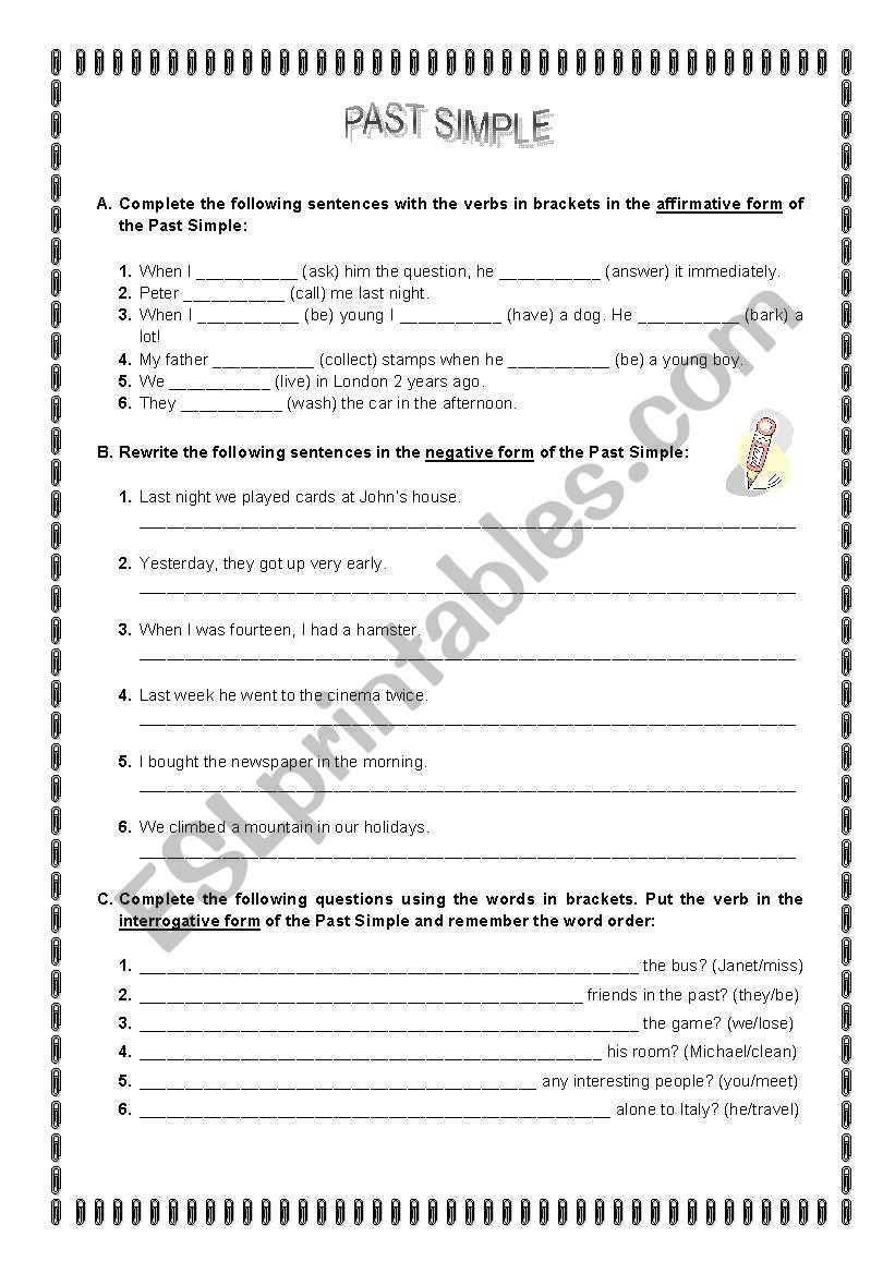 Worksheet - grammar practice - Past Simple