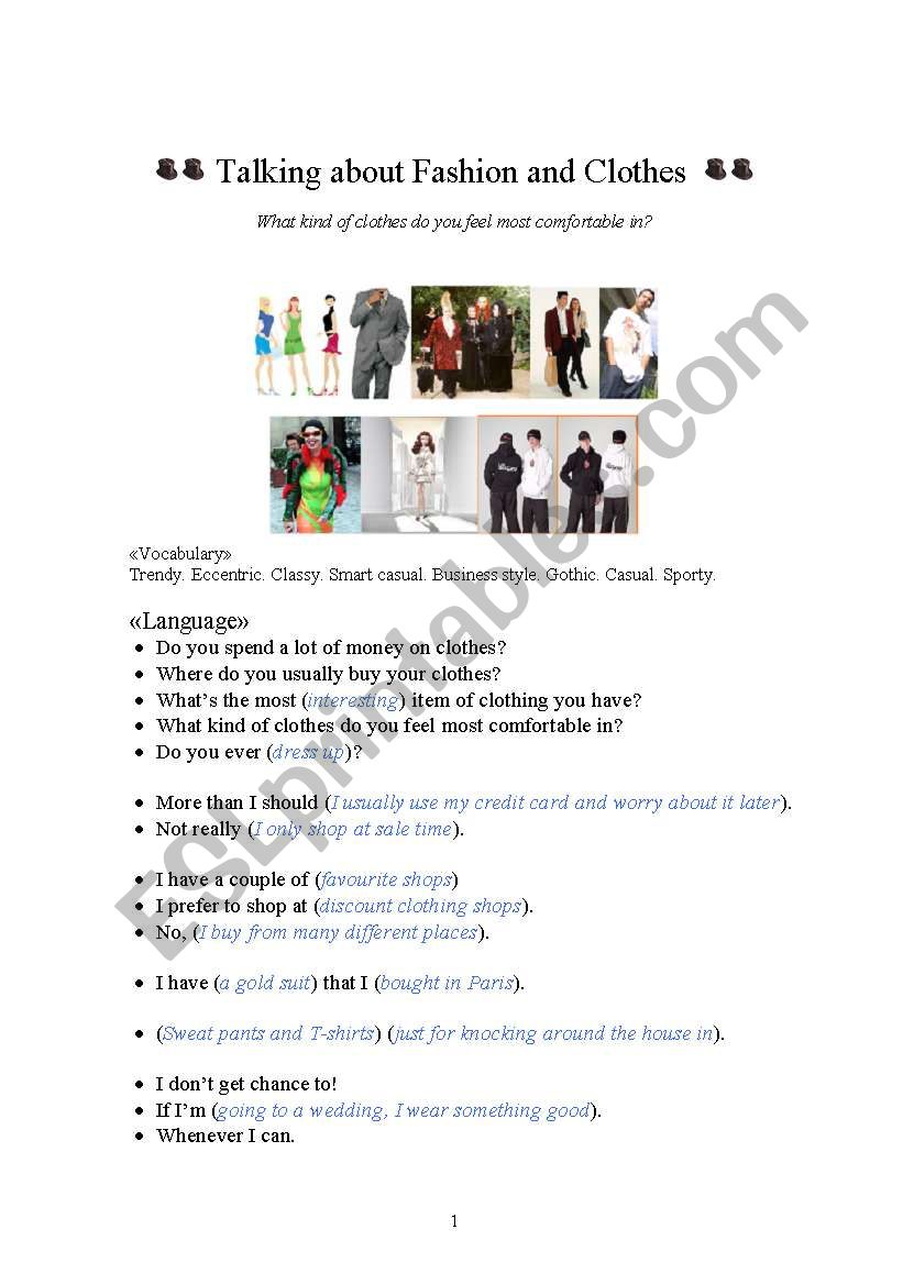 Fashion and Clothes_text worksheet