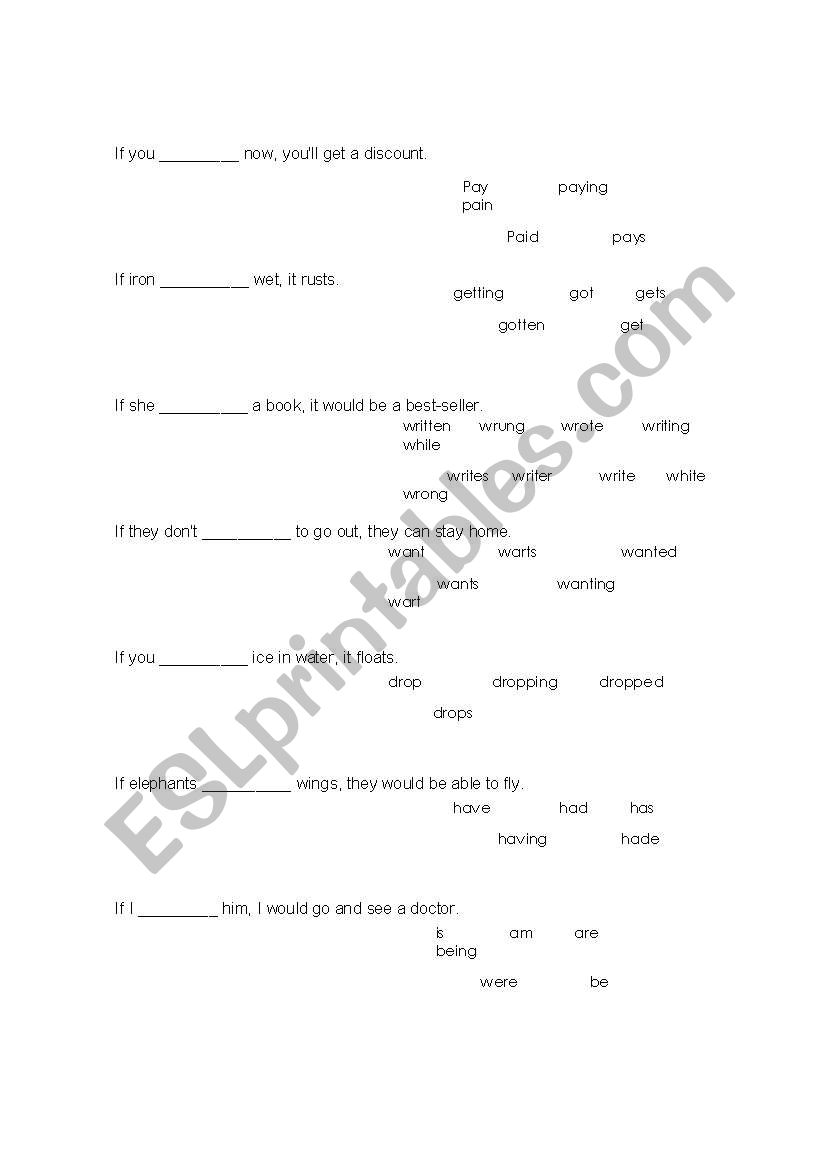 conditional recognition worksheet