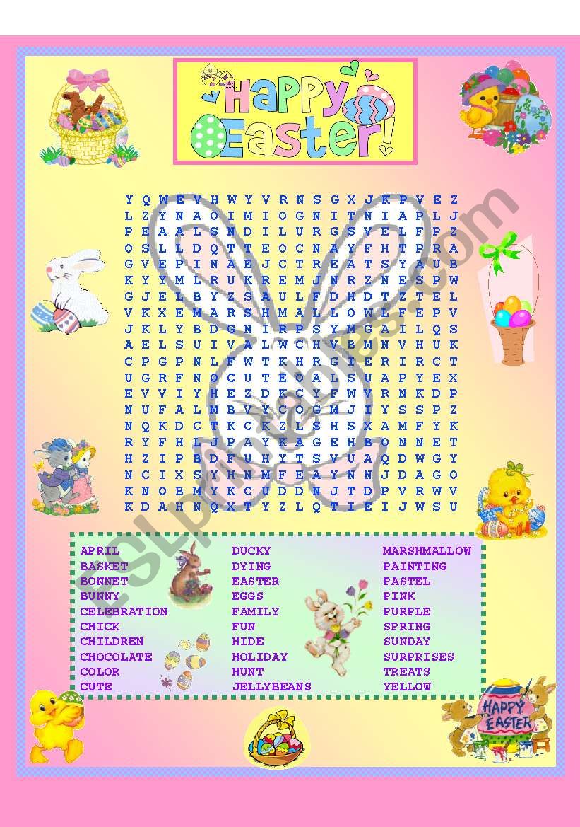 EASTER wordsearch worksheet