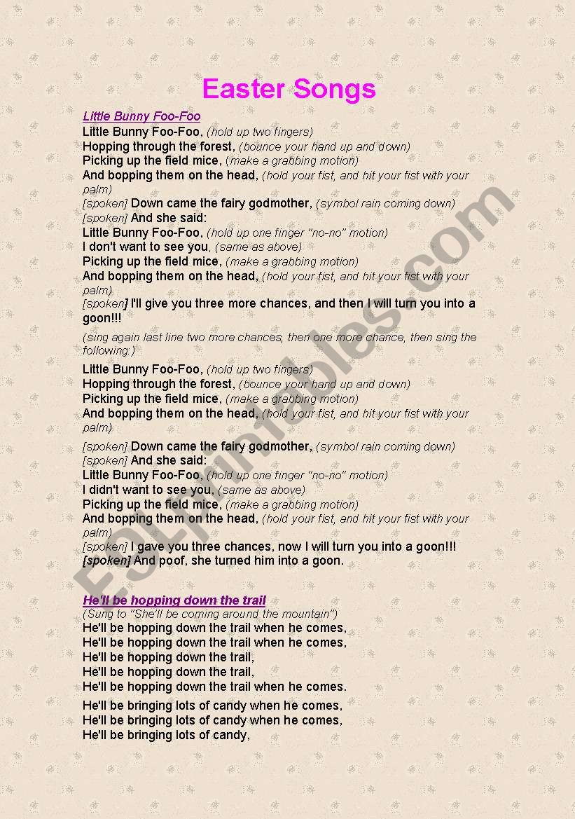 Easter Songs worksheet