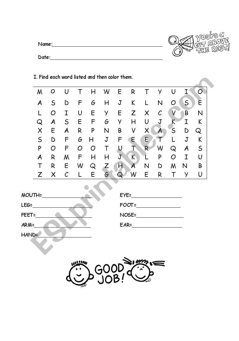 Body Parts  worksheet